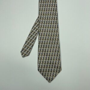 Croft & Barrow Tan Blue Geometric Silk Necktie Mens One Size